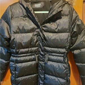 Eddie Bauer Black Kids Puffer Jacket with Colorful Speckles